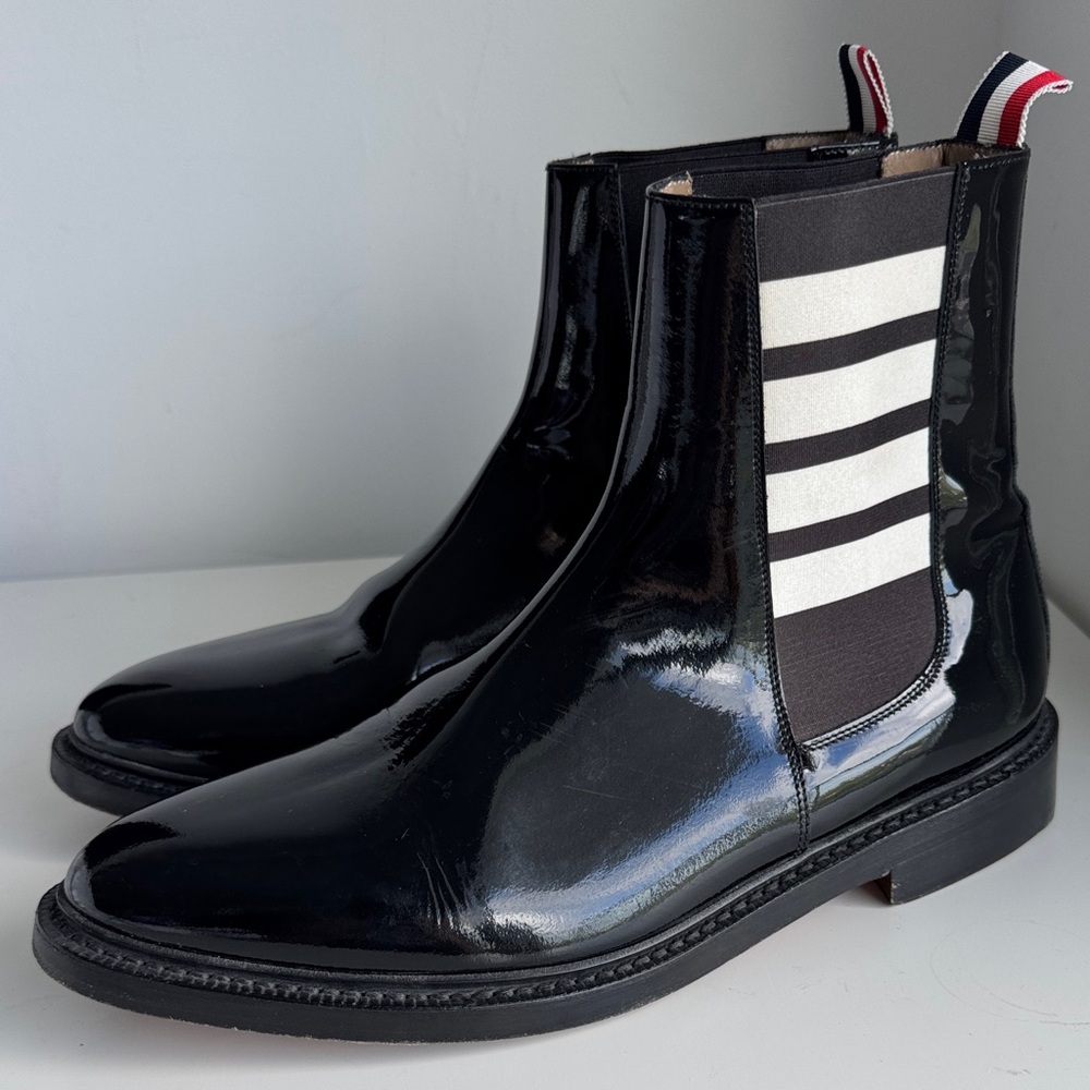 Thom Brown Unisex patent leather slip on boots elastic band. No box. - Picture 6 of 11